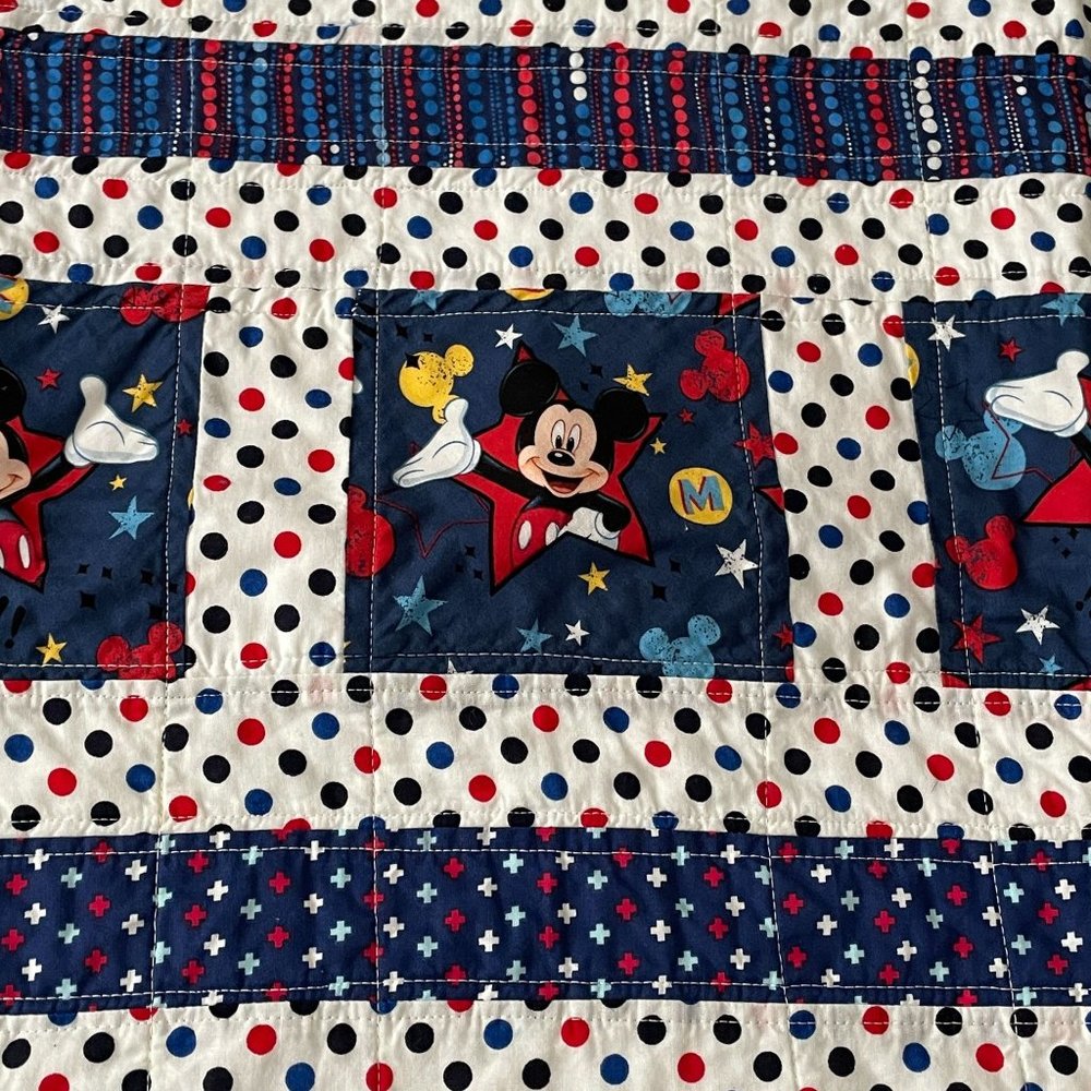 Handcrafted Mickey Mouse Quilt Pieced Patchwork Kids Activity Play Mat Blanket